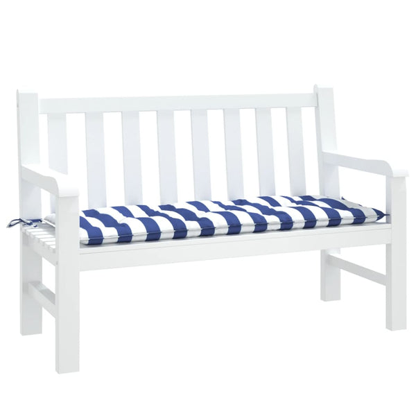 Gestreifte Gartenbankauflage Blau-Weiß 120 cm