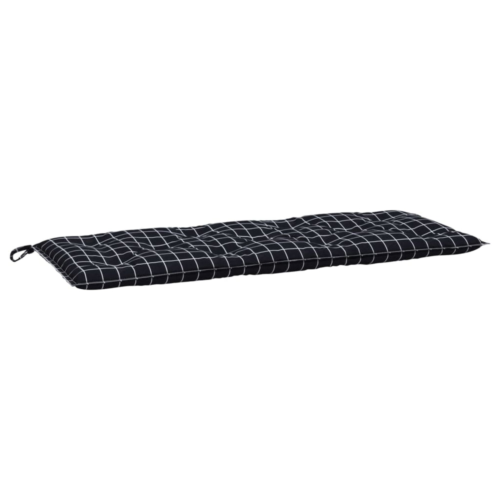 Gartenbank Auflage Schwarz Karomuster 120x50 cm
