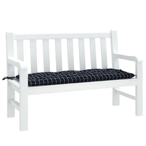Gartenbank Auflage Schwarz Karomuster 120x50 cm