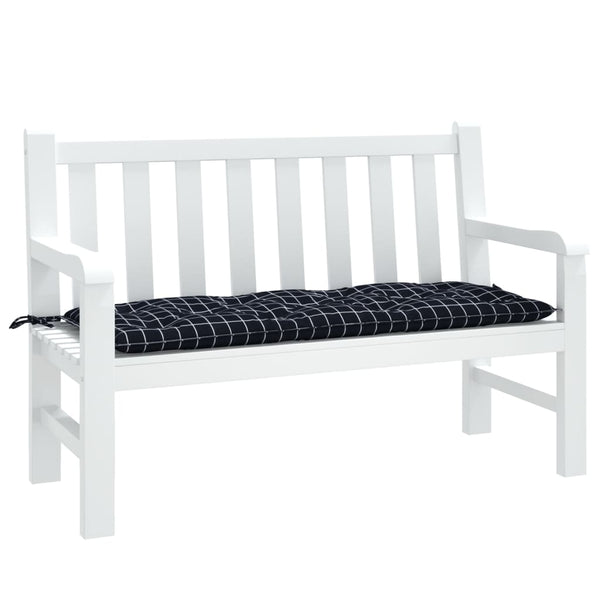 Gartenbank Auflage Schwarz Karomuster 120x50 cm