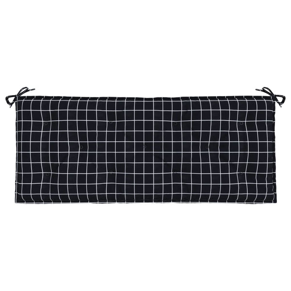 Gartenbank Auflage Schwarz Karomuster 120x50 cm