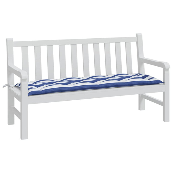 Gestreifte Gartenbank Auflage Blau/Weiß 150 cm