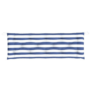 Gestreifte Gartenbank Auflage Blau/Weiß 150 cm