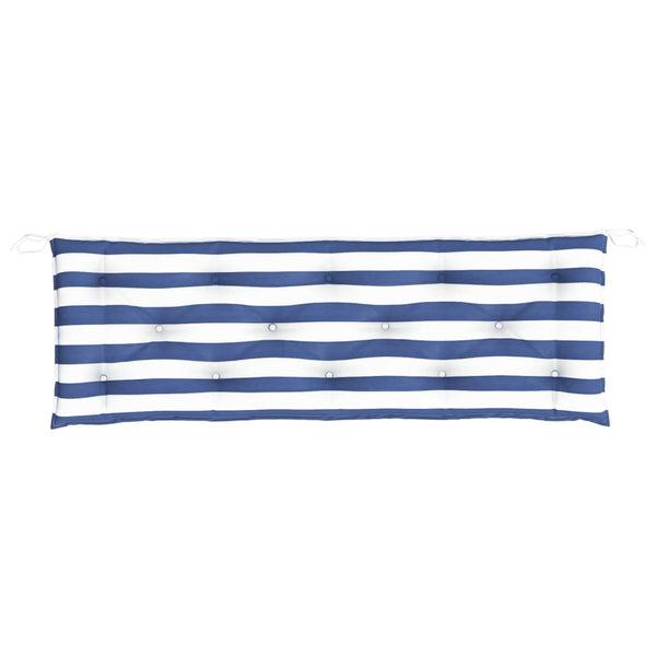 Gestreifte Gartenbank Auflage Blau/Weiß 150 cm