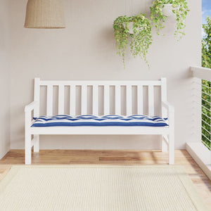 Gestreifte Gartenbank Auflage Blau/Weiß 150 cm