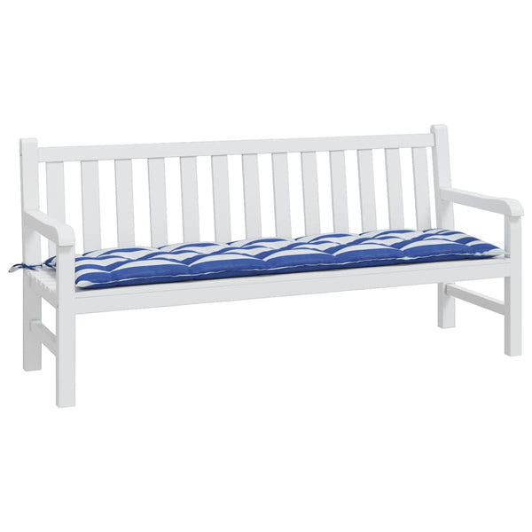 Gestreifte Gartenbank Auflage Blau-Weiß 180 cm