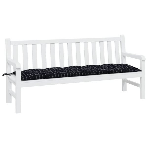 Gartenbank Auflage Schwarz Karomuster 180 cm