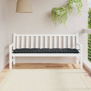 Gartenbank Auflage Schwarz Karomuster 180 cm