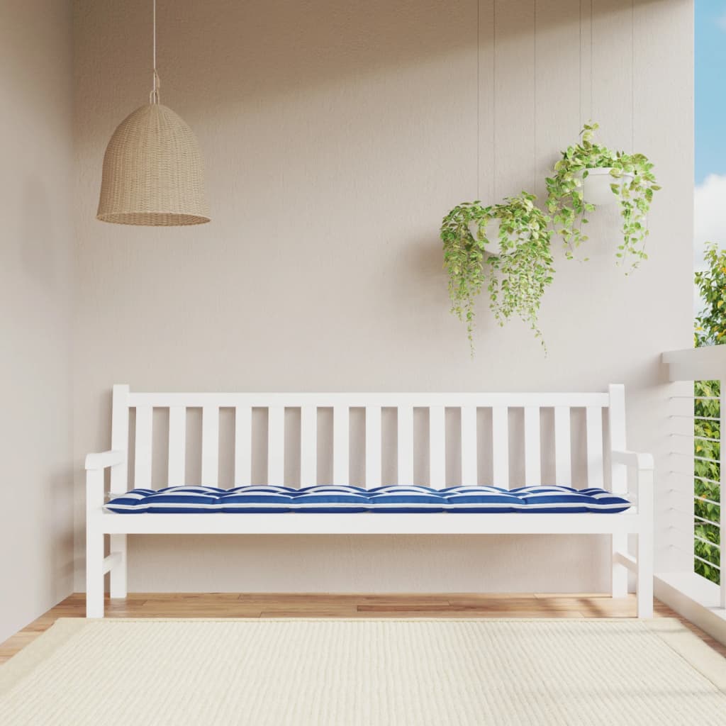 Gestreifte Gartenbankauflage Blau-Weiß 200x50 cm