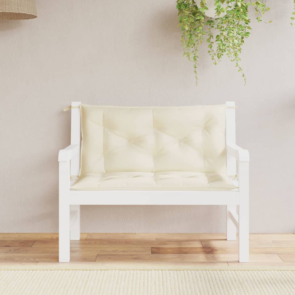 Creme Gartenbank Auflagen 100x50cm, 2er Set