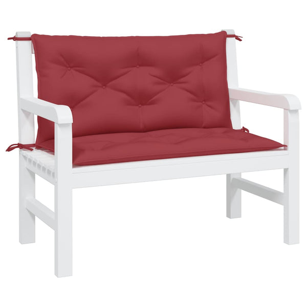 vidaXL Coussins de banc de jardin 2 pcs Rouge bordeaux 100x50x7 cm Tissu Oxford