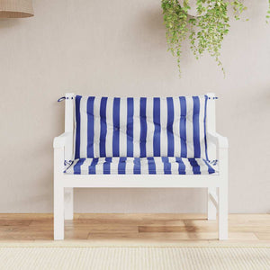 vidaXL Coussins de banc de jardin 2 pcs Bleu et blanc à rayures 100x50x7 cm Tissu
