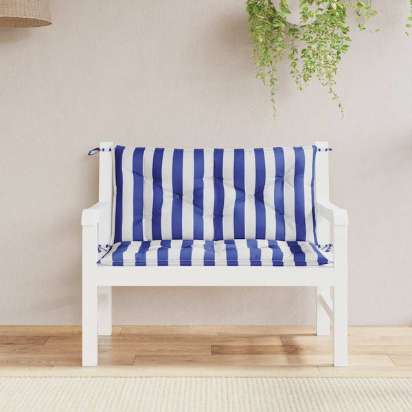 vidaXL Coussins de banc de jardin 2 pcs Bleu et blanc à rayures 100x50x7 cm Tissu