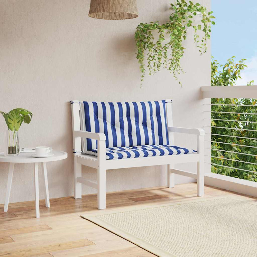 Gartenbank Auflagen 2er Set Blau Weiß Gestreift