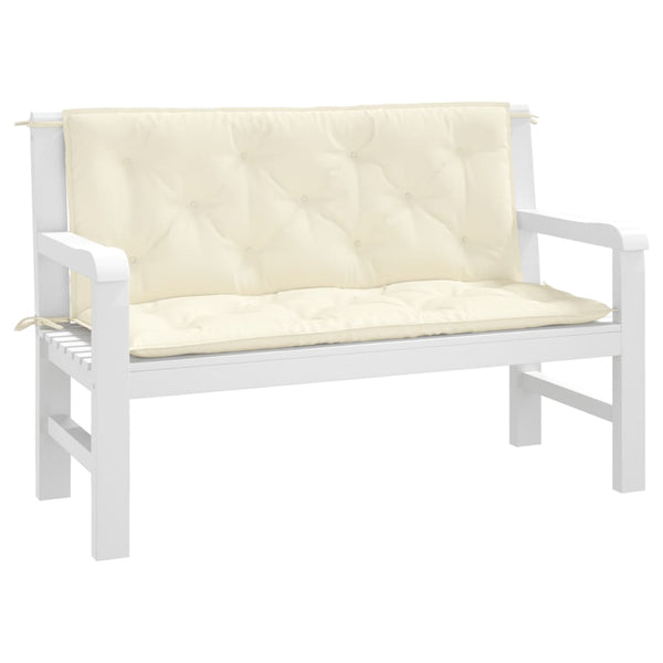 vidaXL Coussins de banc de jardin 2 pcs Blanc crème 120x50x7 cm Tissu Oxford
