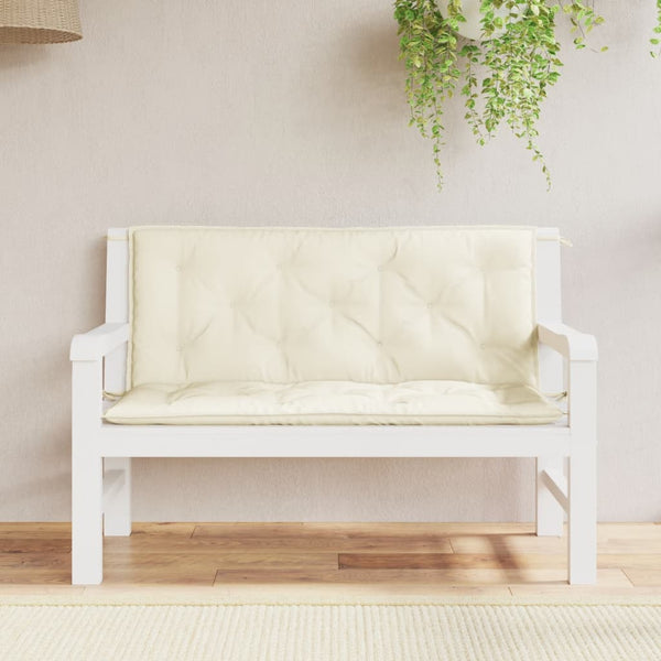 vidaXL Coussins de banc de jardin 2 pcs Blanc crème 120x50x7 cm Tissu Oxford