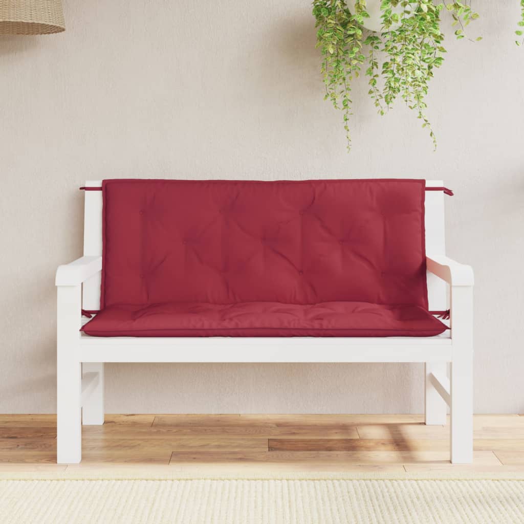 Weinrote Gartenbank Auflagen 120x50 cm, 2er Set