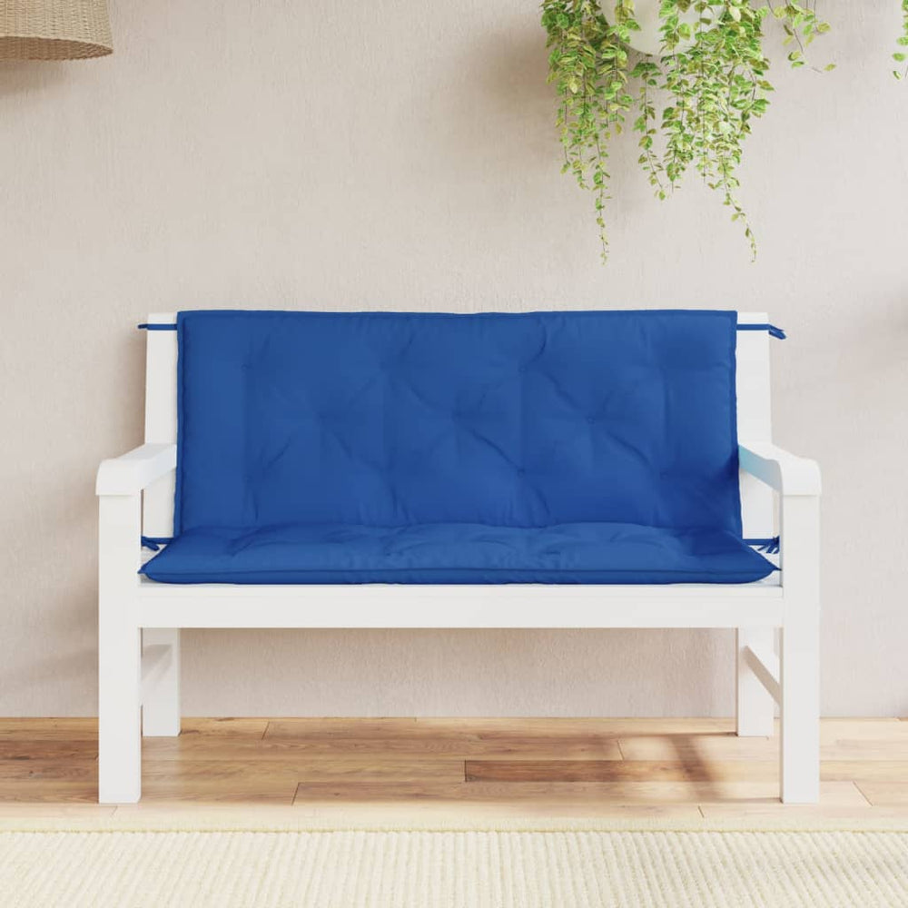 Blaue Gartenbank Auflagen 120x50 cm, 2er Set