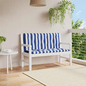 Gestreifte Gartenbank Auflagen, 2er-Set, Blau/Weiß