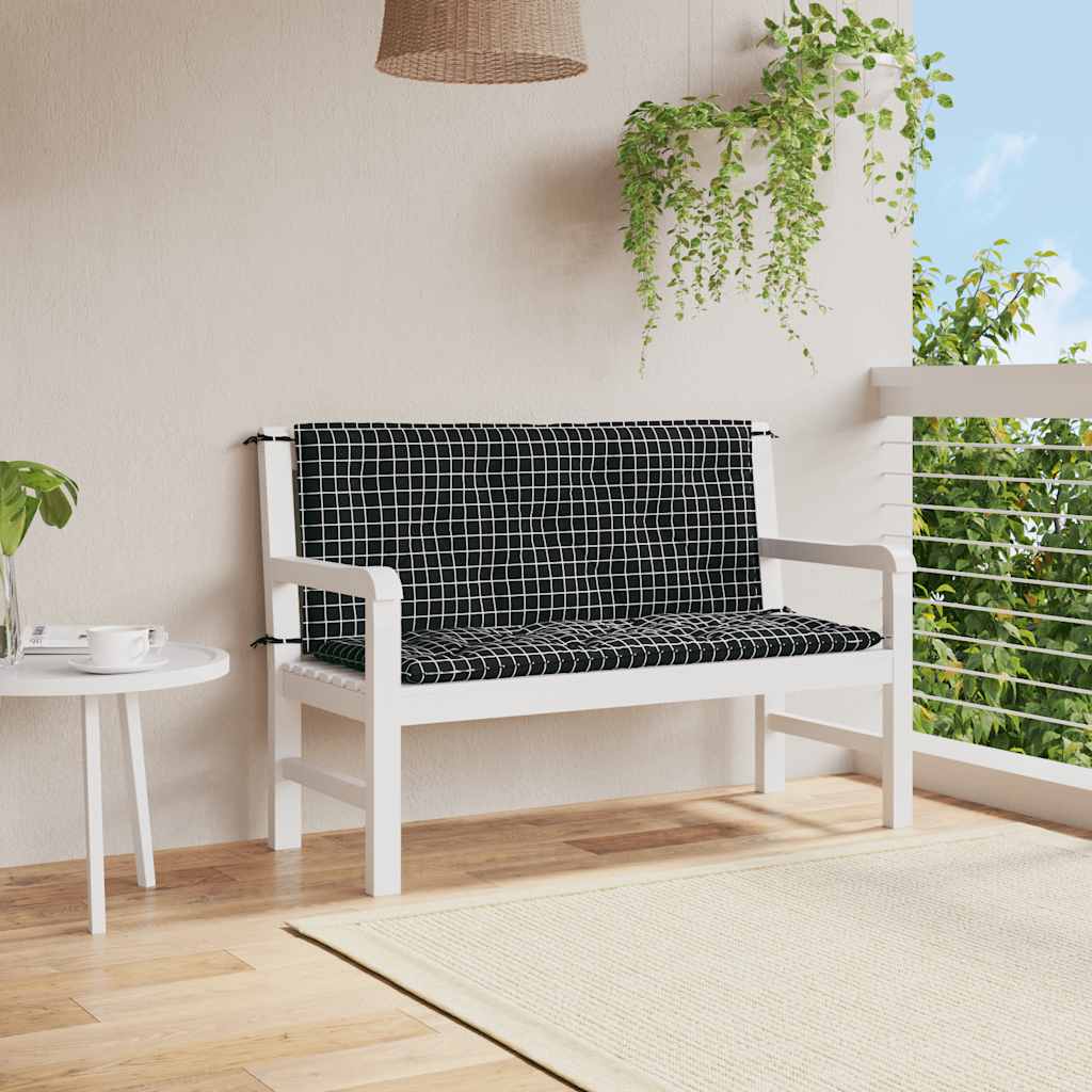 Gartenbank Auflagen Schwarz Karomuster 2er Set