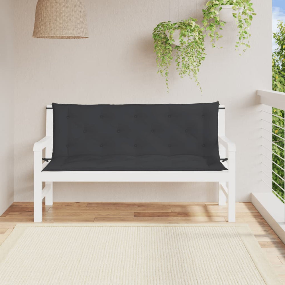 Gartenbank Auflagen Schwarz 150x50x7 cm, 2er Set