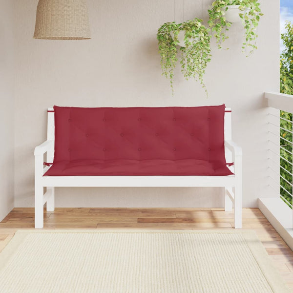 Weinrote Gartenbankauflagen, 2er Set, 150 cm
