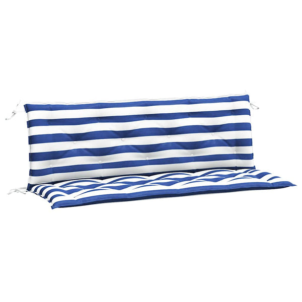 vidaXL Coussins de banc de jardin 2 pcs Bleu et Blanc à rayures 150x50x7 cm Tissu