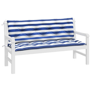 vidaXL Coussins de banc de jardin 2 pcs Bleu et Blanc à rayures 150x50x7 cm Tissu