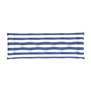 vidaXL Coussins de banc de jardin 2 pcs Bleu et Blanc à rayures 150x50x7 cm Tissu
