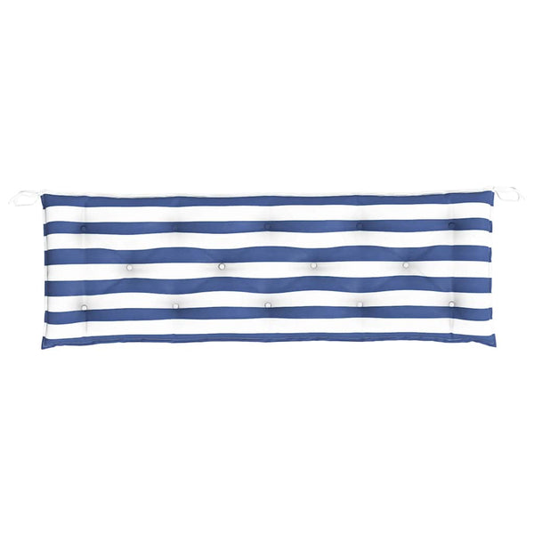 vidaXL Coussins de banc de jardin 2 pcs Bleu et Blanc à rayures 150x50x7 cm Tissu
