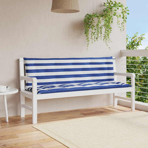 vidaXL Coussins de banc de jardin 2 pcs Bleu et Blanc à rayures 150x50x7 cm Tissu