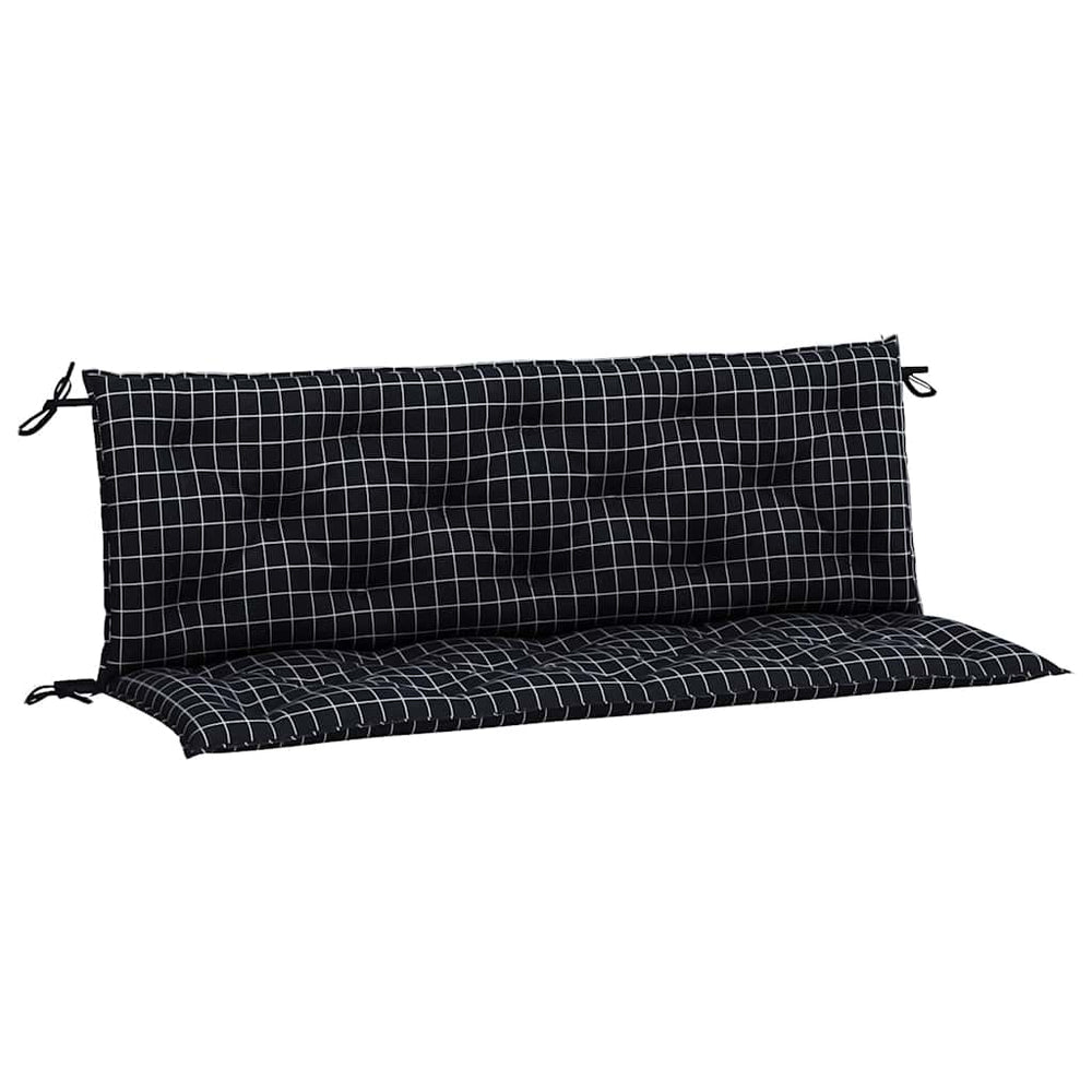 Gartenbank Auflagen Schwarz Karomuster 150x50 cm (2er Set)