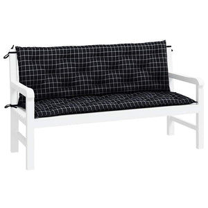Gartenbank Auflagen Schwarz Karomuster 150x50 cm (2er Set)