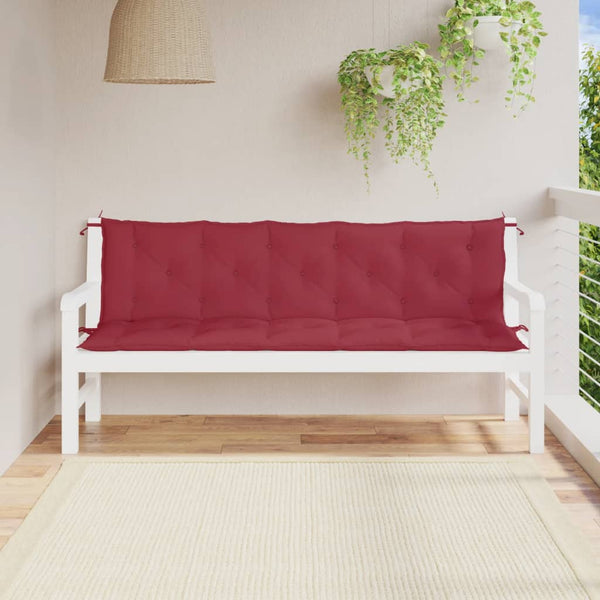 Weinrote Gartenbankauflagen, 2er Set, 180 cm
