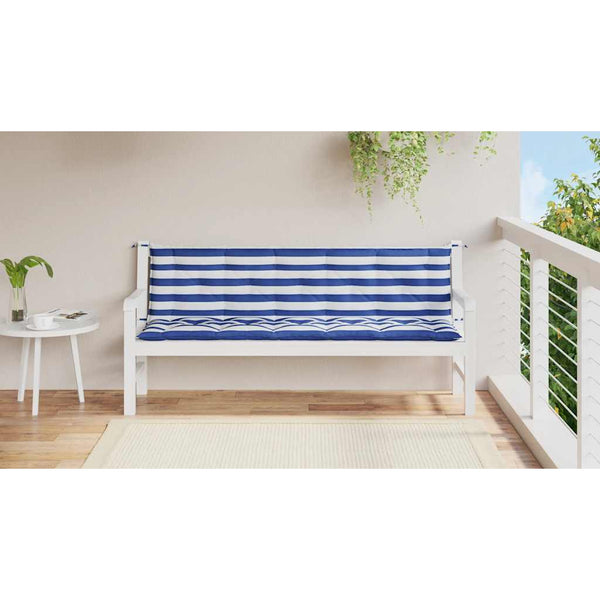 Gartenbank Auflagen 2er Set Blau-Weiß
