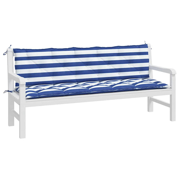 Gartenbank Auflagen 2er Set Blau-Weiß