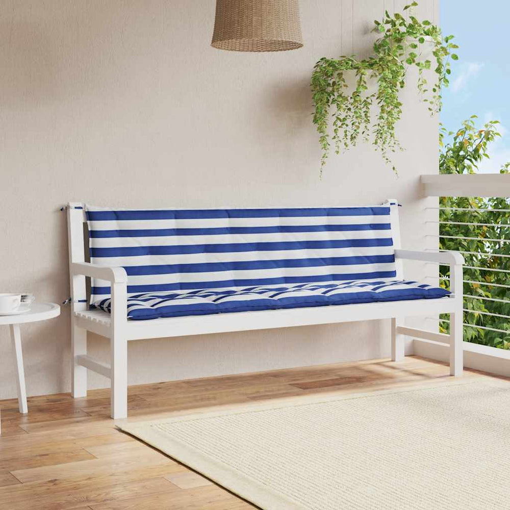 Gartenbank Auflagen 2er Set Blau-Weiß