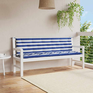 Gartenbank Auflagen 2er Set Blau-Weiß