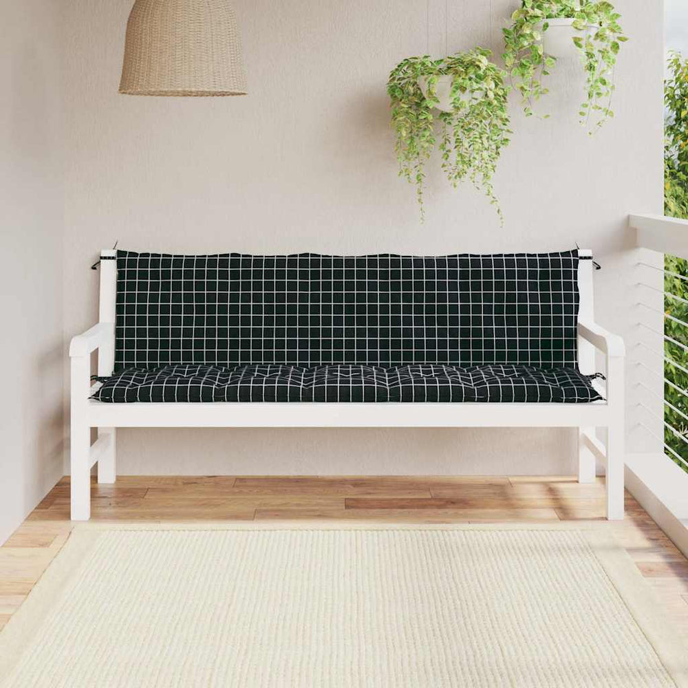 Gartenbank Auflagen 2er Set Schwarz Karomuster
