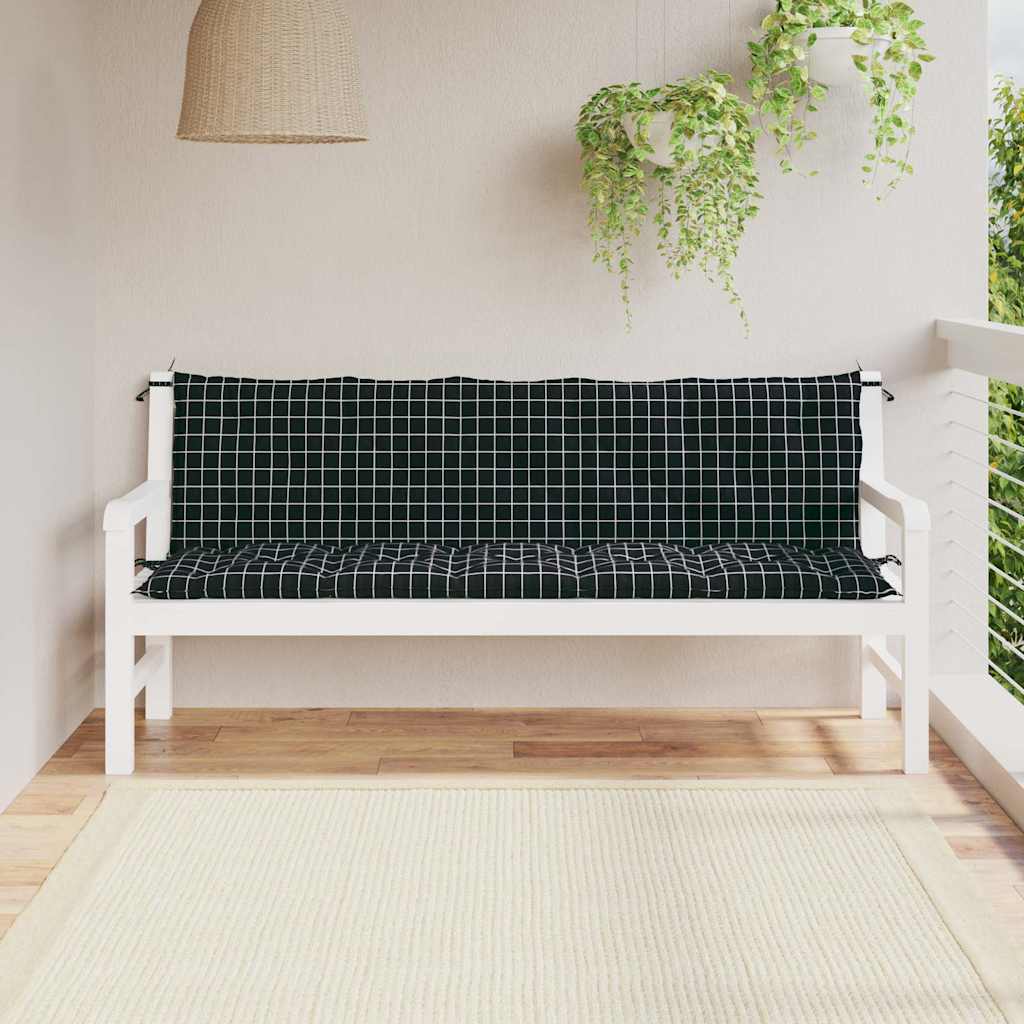 Gartenbank Auflagen 2er Set Schwarz Karomuster
