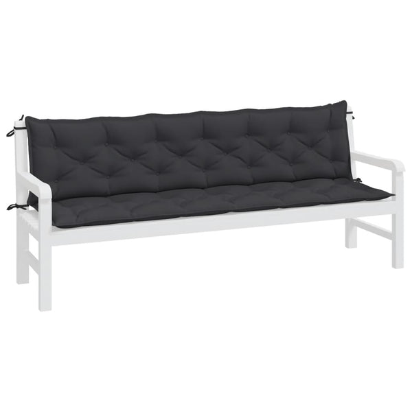 Gartenbank Auflagen 2er Set Schwarz 200x50 cm