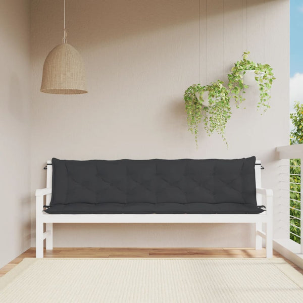 Gartenbank Auflagen 2er Set Schwarz 200x50 cm