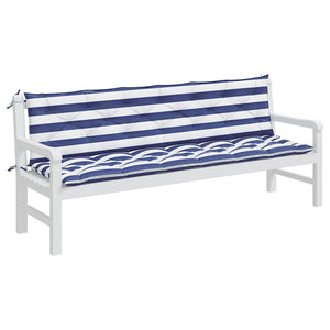 Gestreifte Gartenbank Auflagen Blau/Weiß 2er-Set