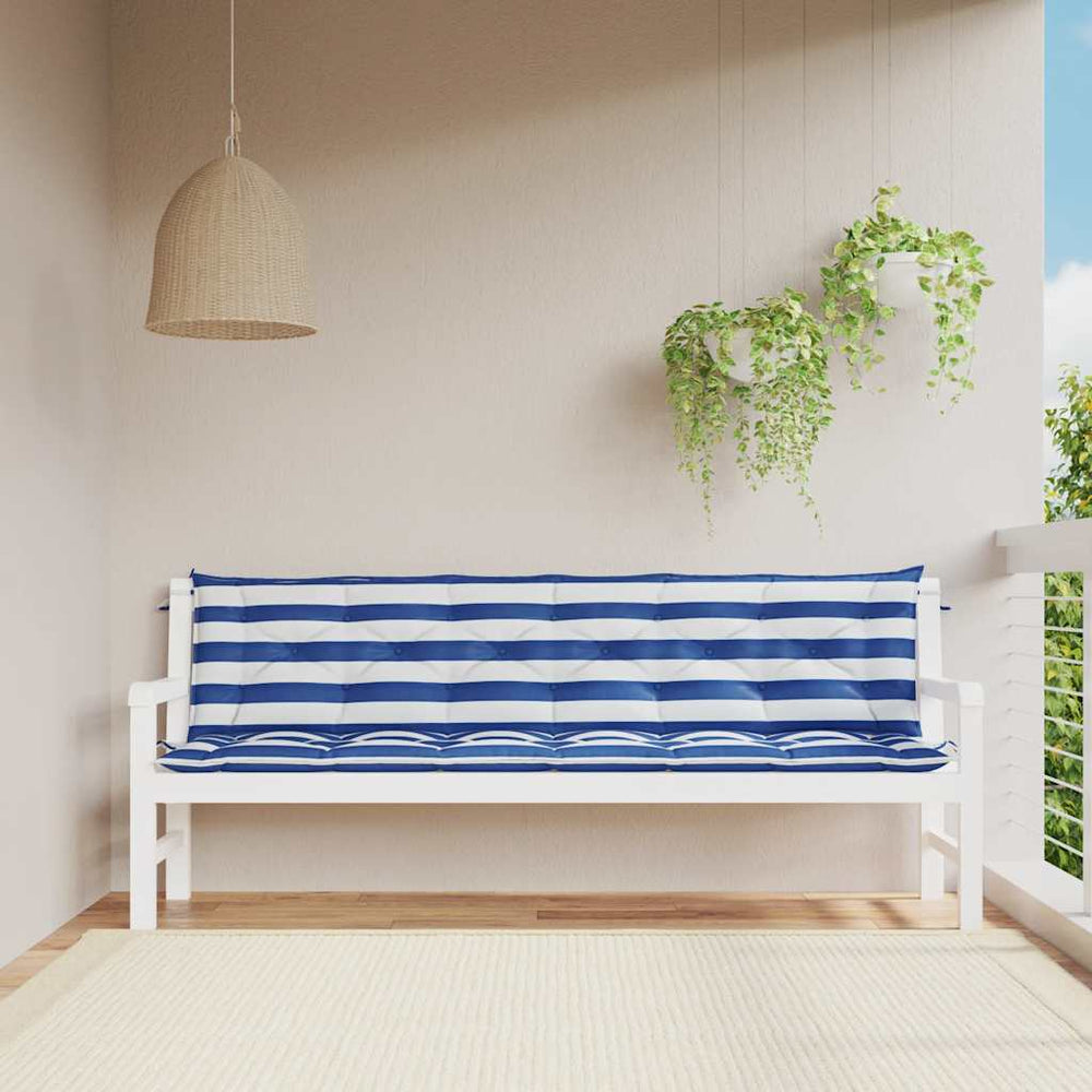 Gestreifte Gartenbank Auflagen Blau/Weiß 2er-Set
