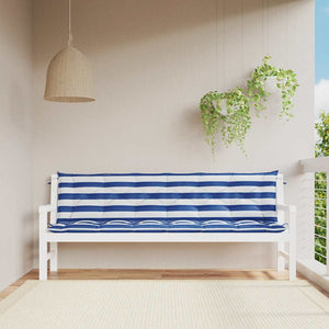 Gestreifte Gartenbank Auflagen Blau/Weiß 2er-Set