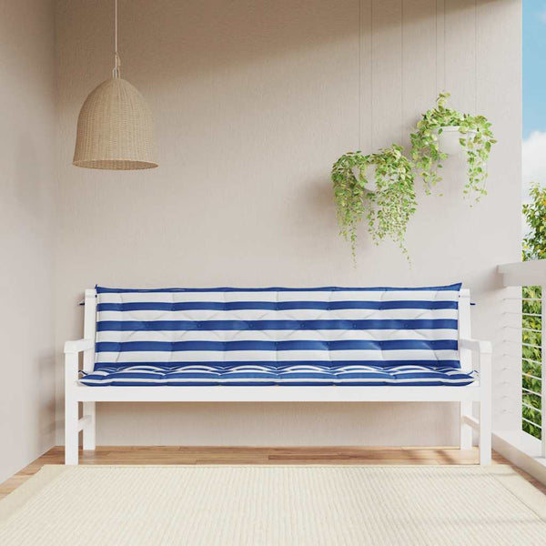 Gestreifte Gartenbank Auflagen Blau/Weiß 2er-Set