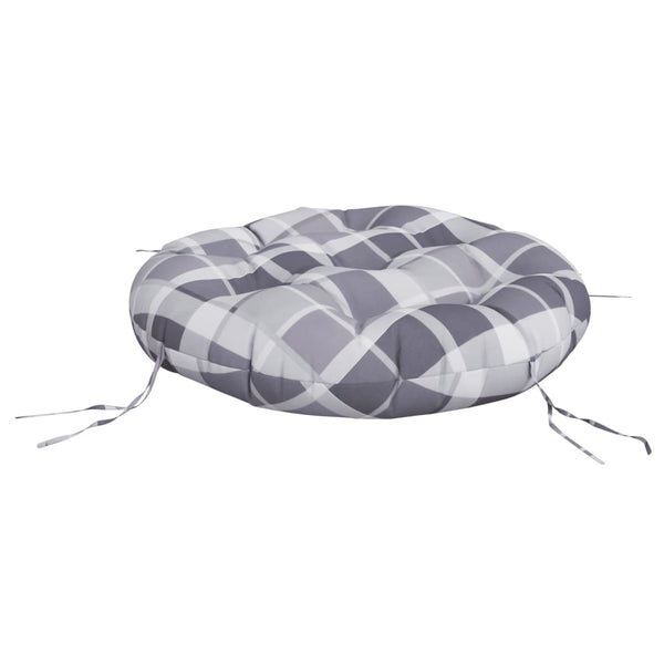 Rundes Kissen Grau Karomuster Ø60cm