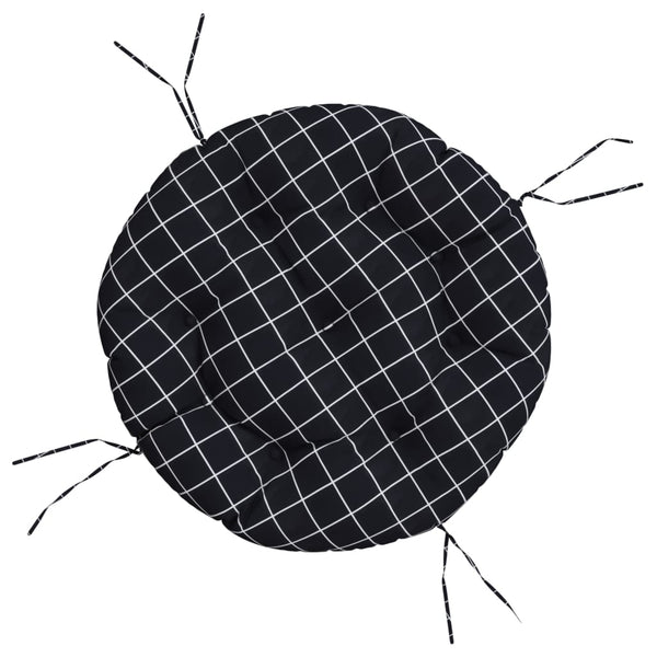 Rundes Kissen Schwarz Karomuster Ø 60cm