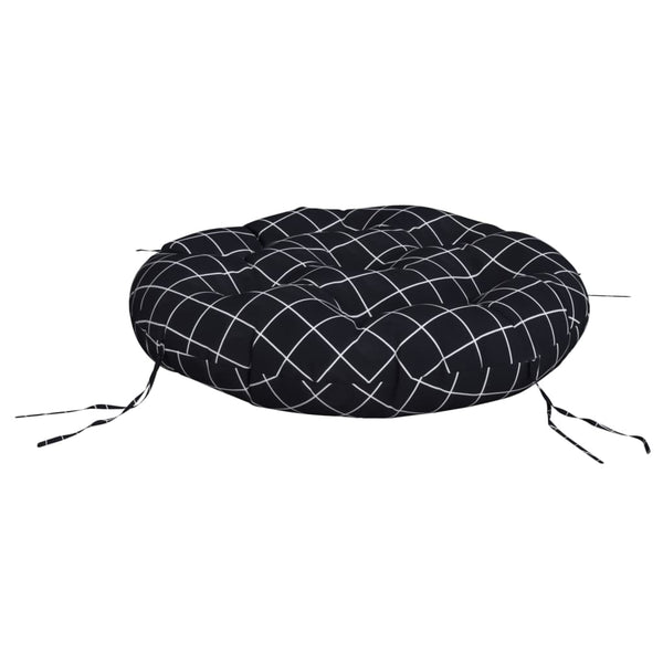 Rundes Kissen Schwarz Karomuster Ø 60cm