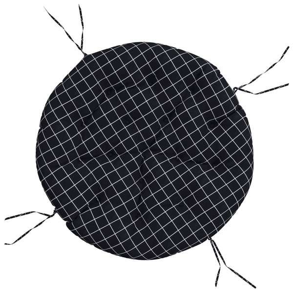Rundes Sitzkissen Schwarz Karomuster Ø100cm
